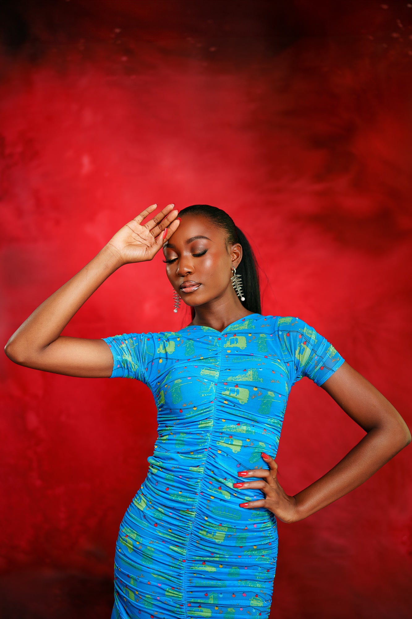 Blue Ruched Dress
