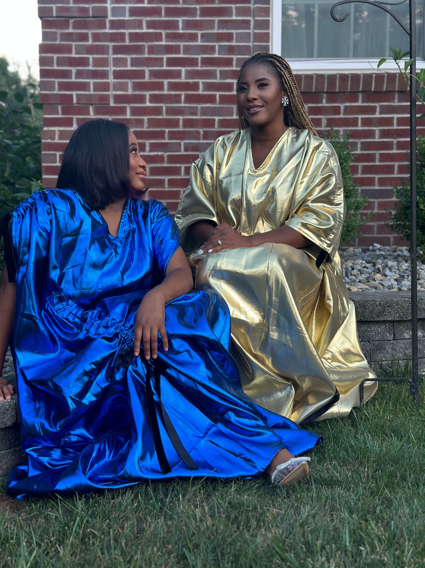 African Silver Metallic Boubou Dress