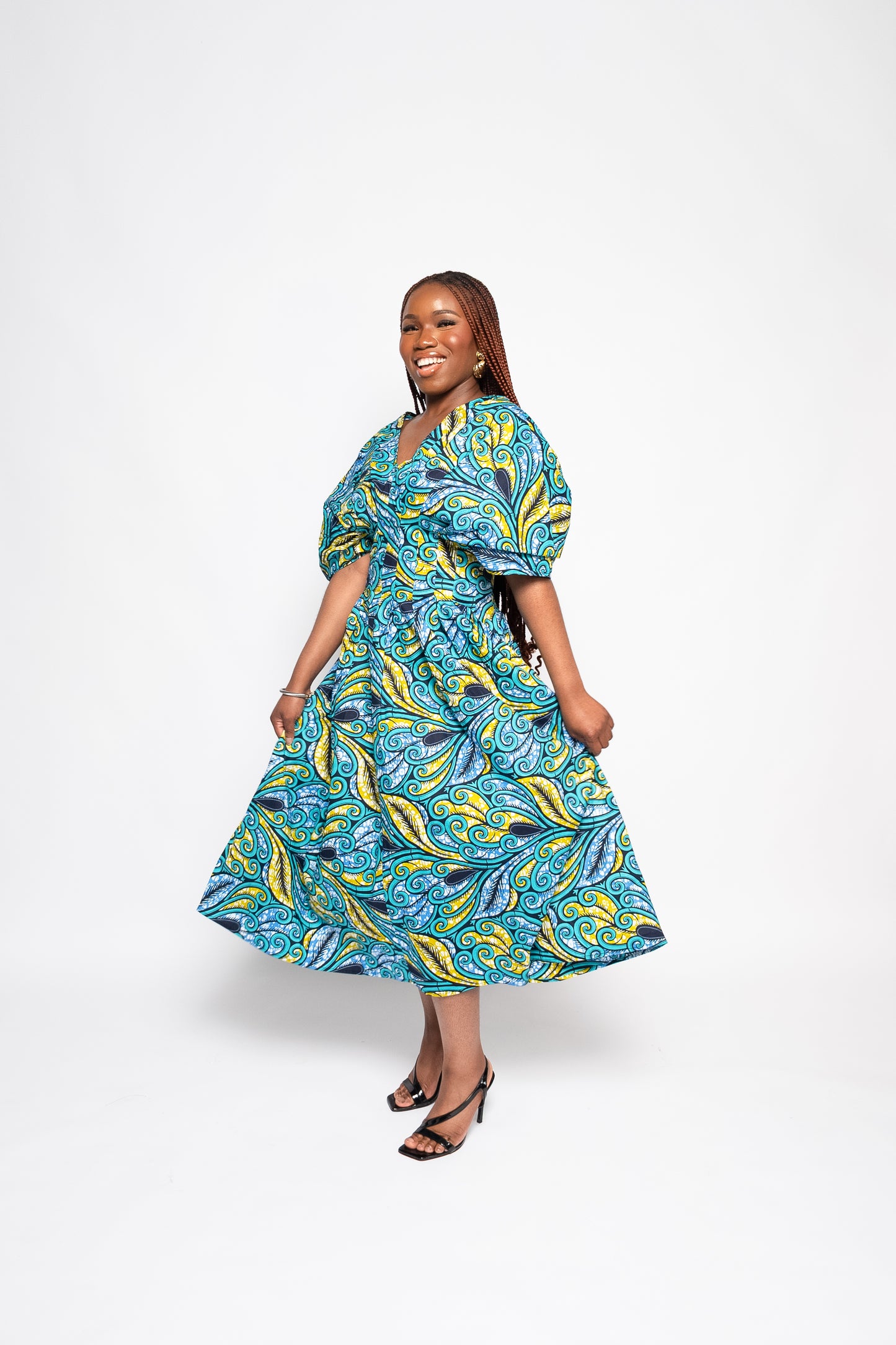 Itunu - African Print Batwing Sleeve Dress