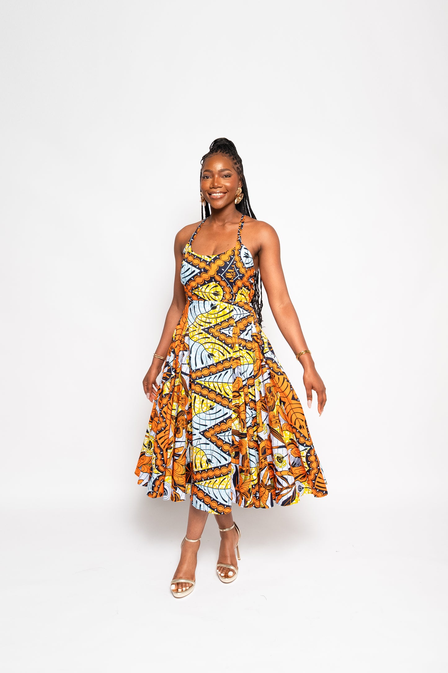 Ayo - African Print Ankara Halter Midi Dress