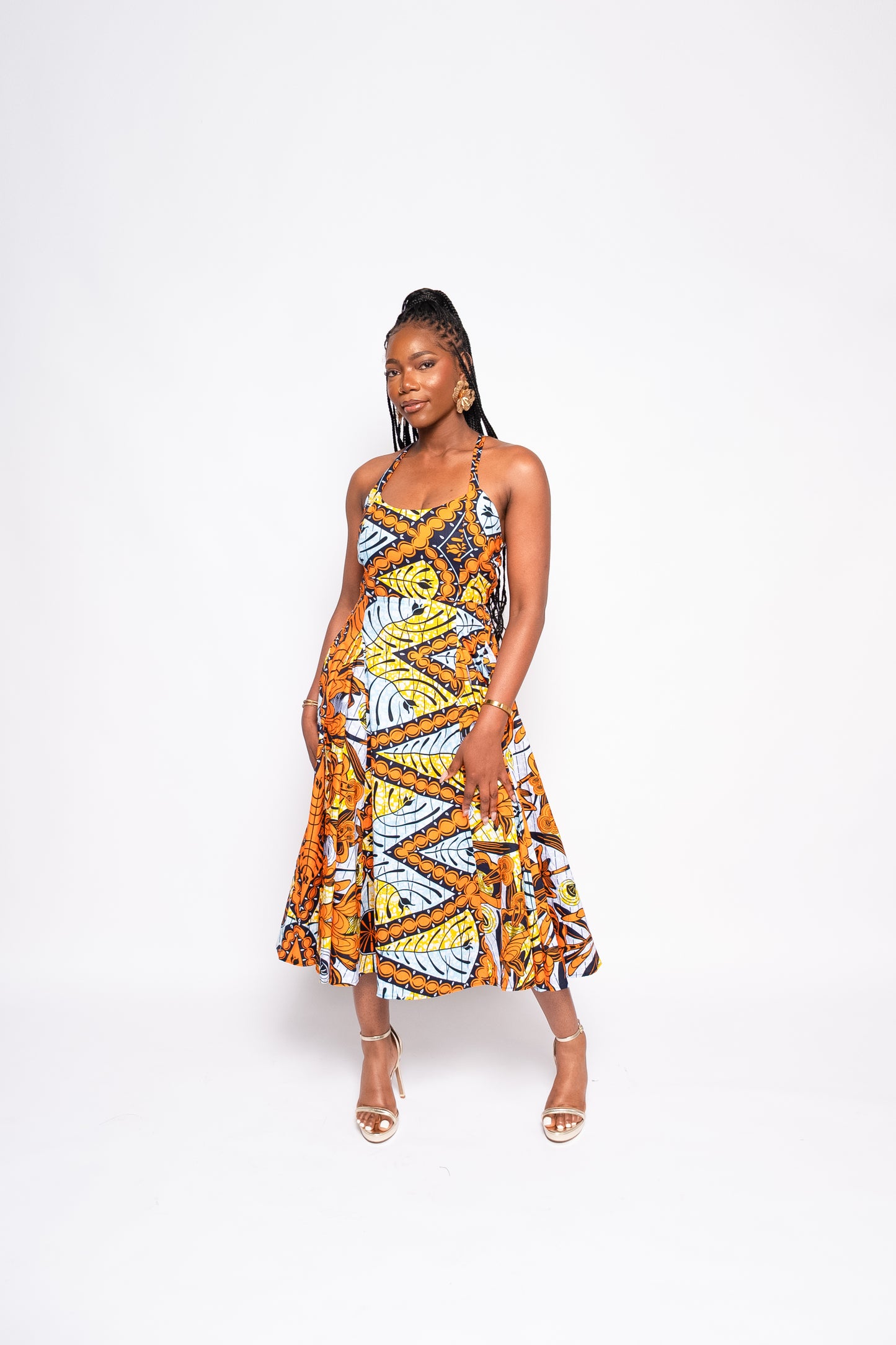 Ayo - African Print Ankara Halter Midi Dress