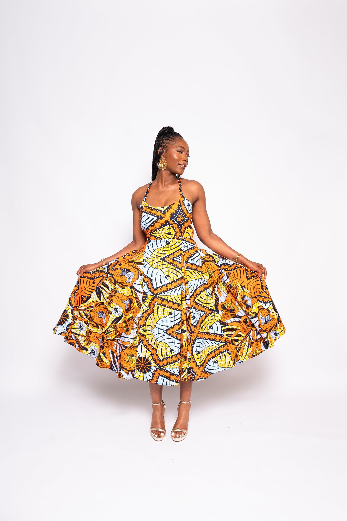 Ayo - African Print Ankara Halter Midi Dress