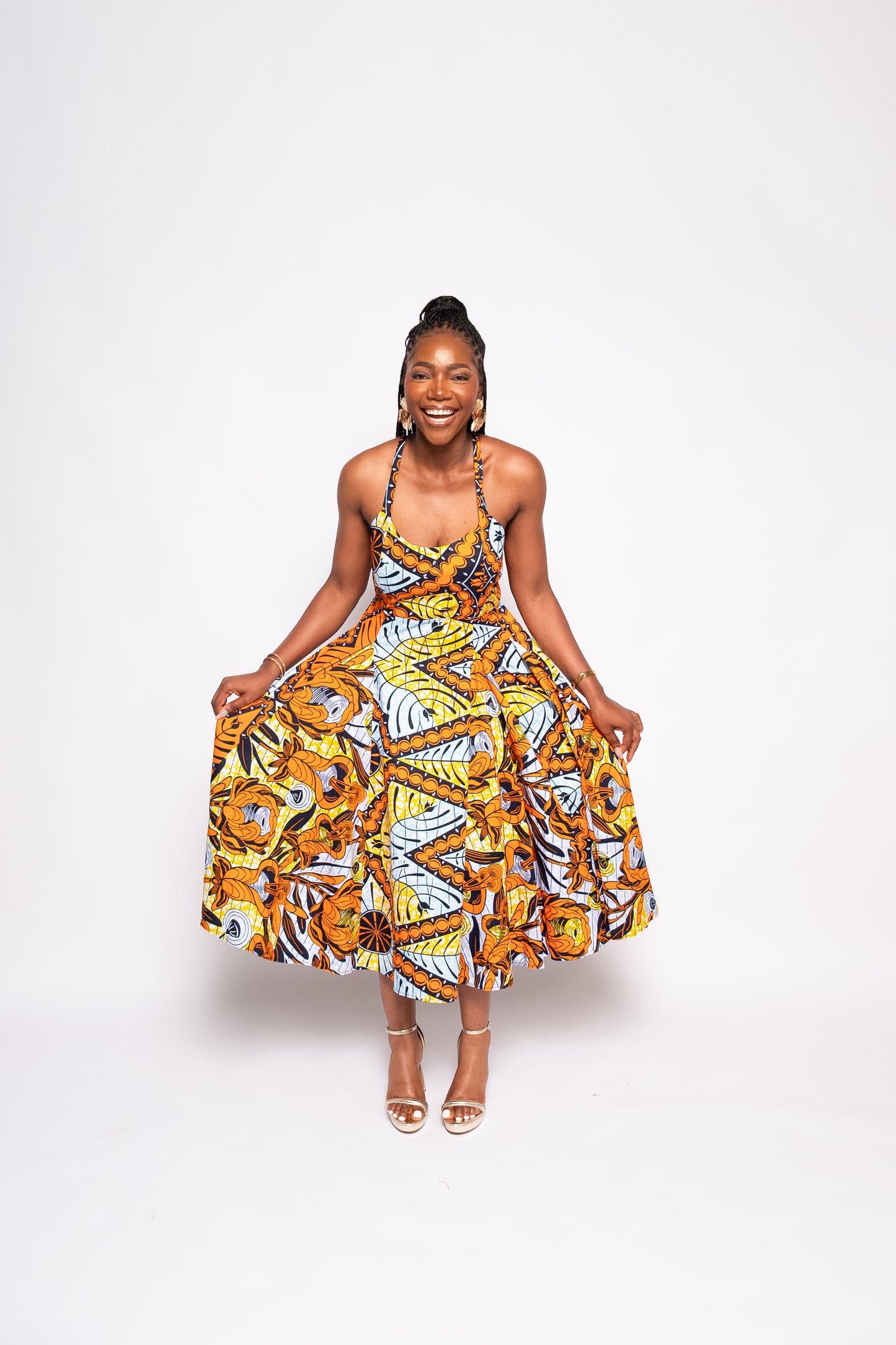 Ayo - African Print Ankara Halter Midi Dress