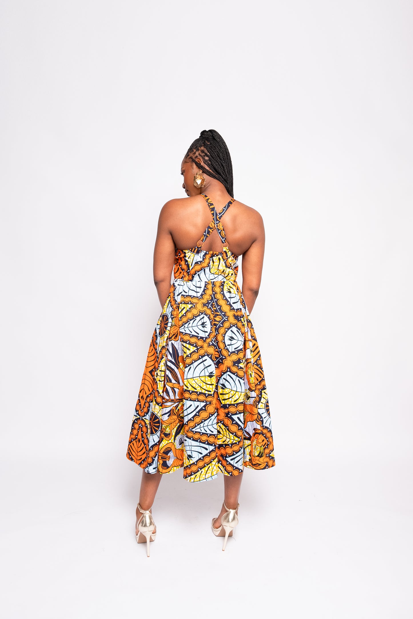 Ayo - African Print Ankara Halter Midi Dress