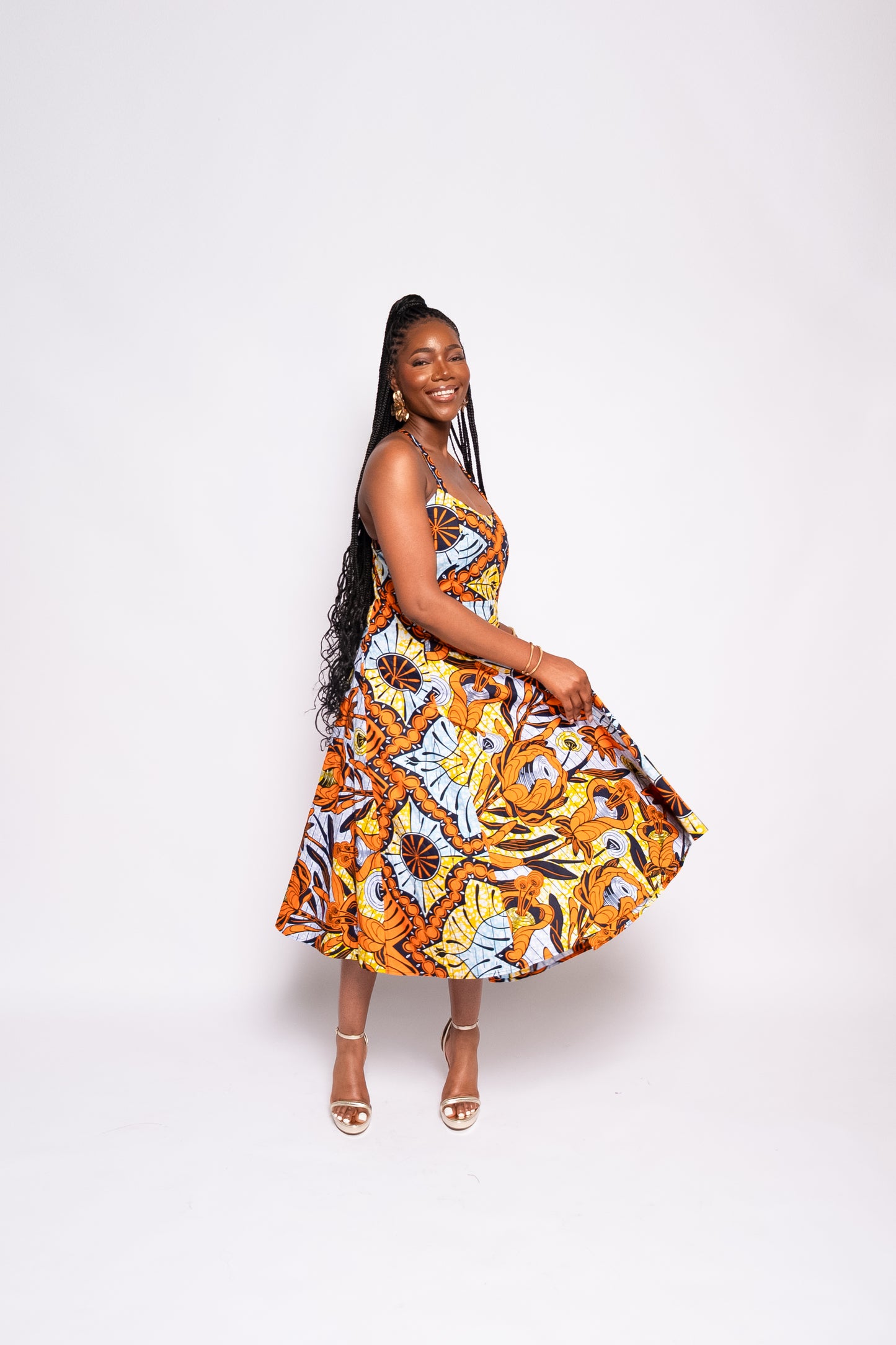Ayo - African Print Ankara Halter Midi Dress