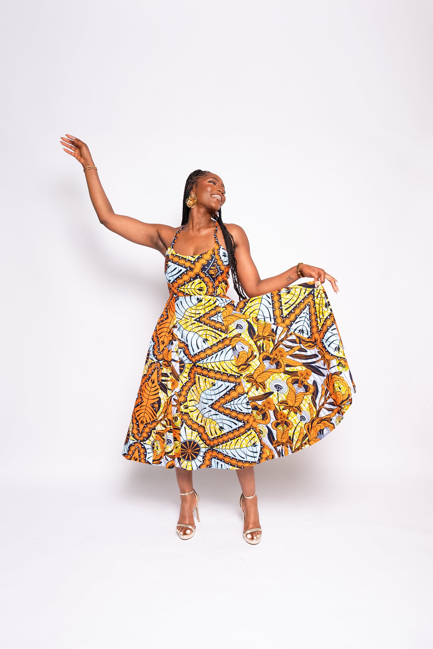 Ayo - African Print Ankara Halter Midi Dress