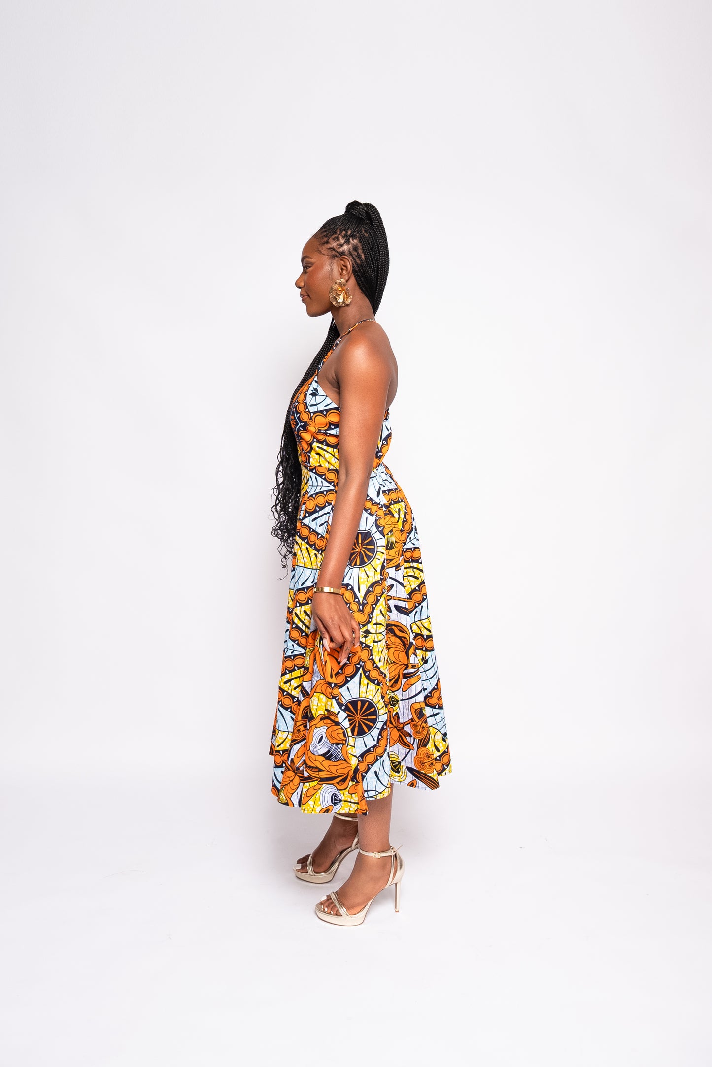 Ayo - African Print Ankara Halter Midi Dress