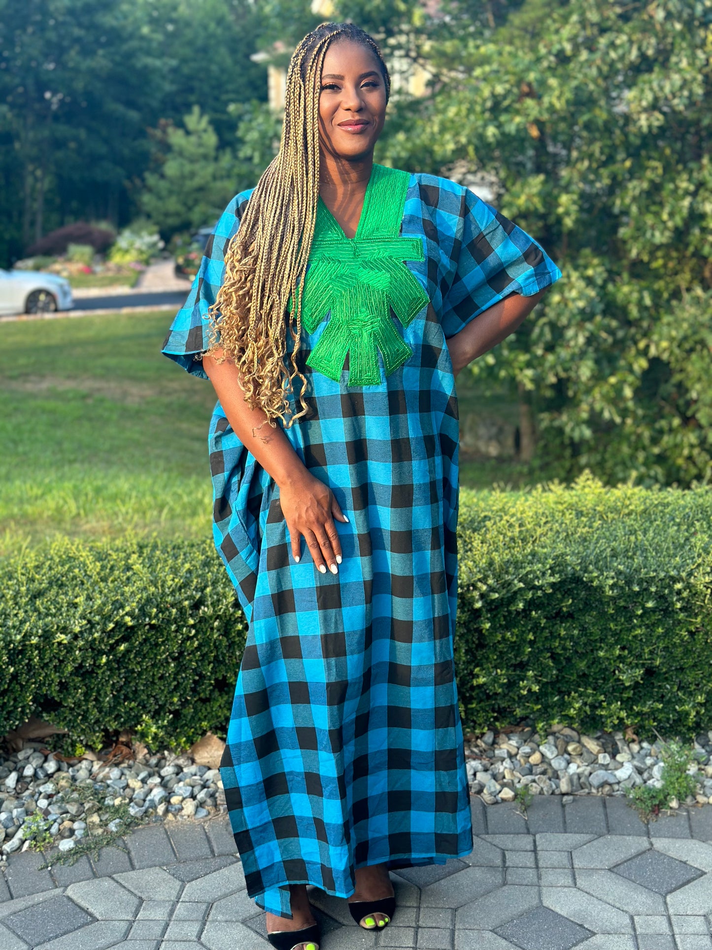 Lammie Check Kaftan - Blue/Black