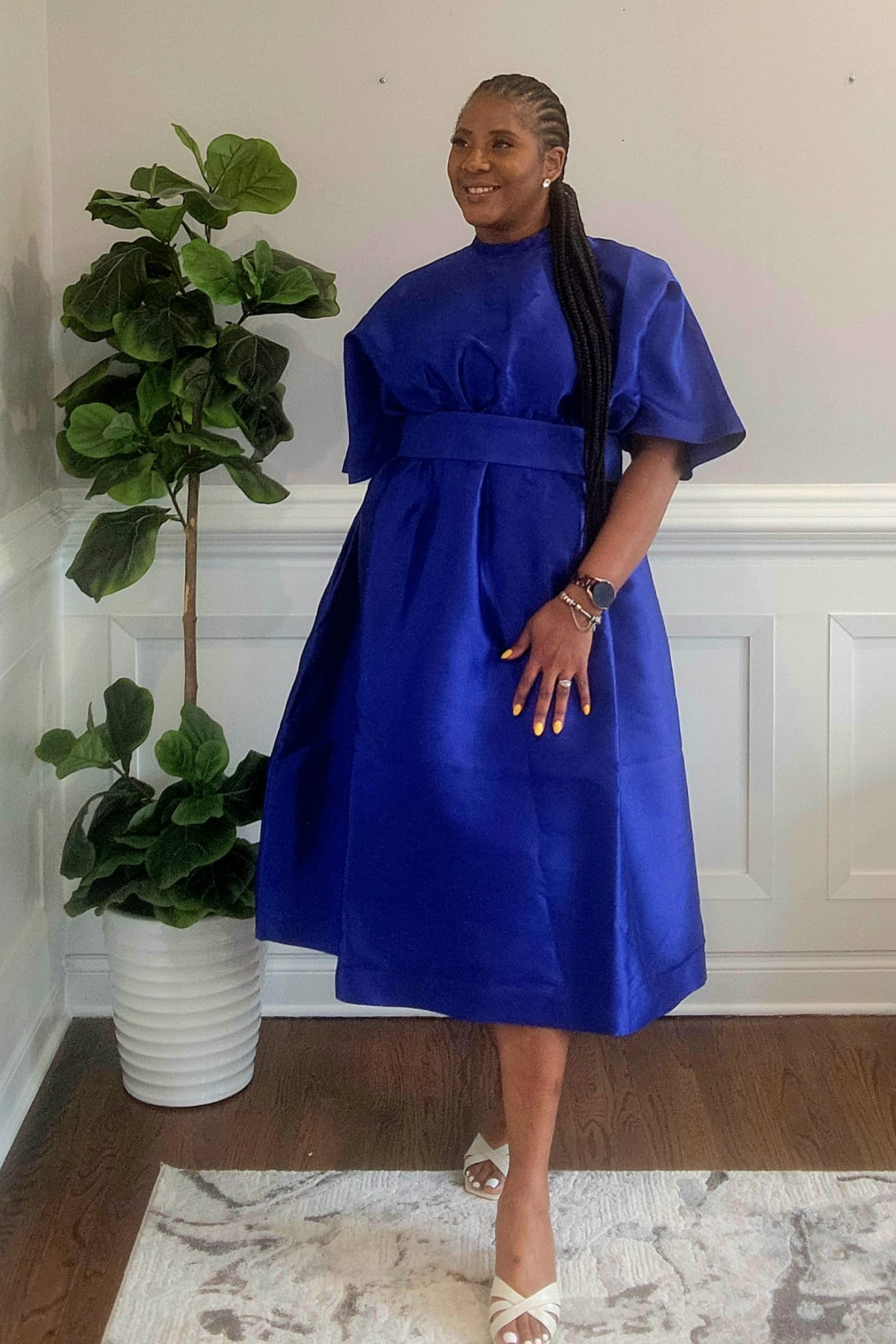 Gathered Silk Taffeta Dress
