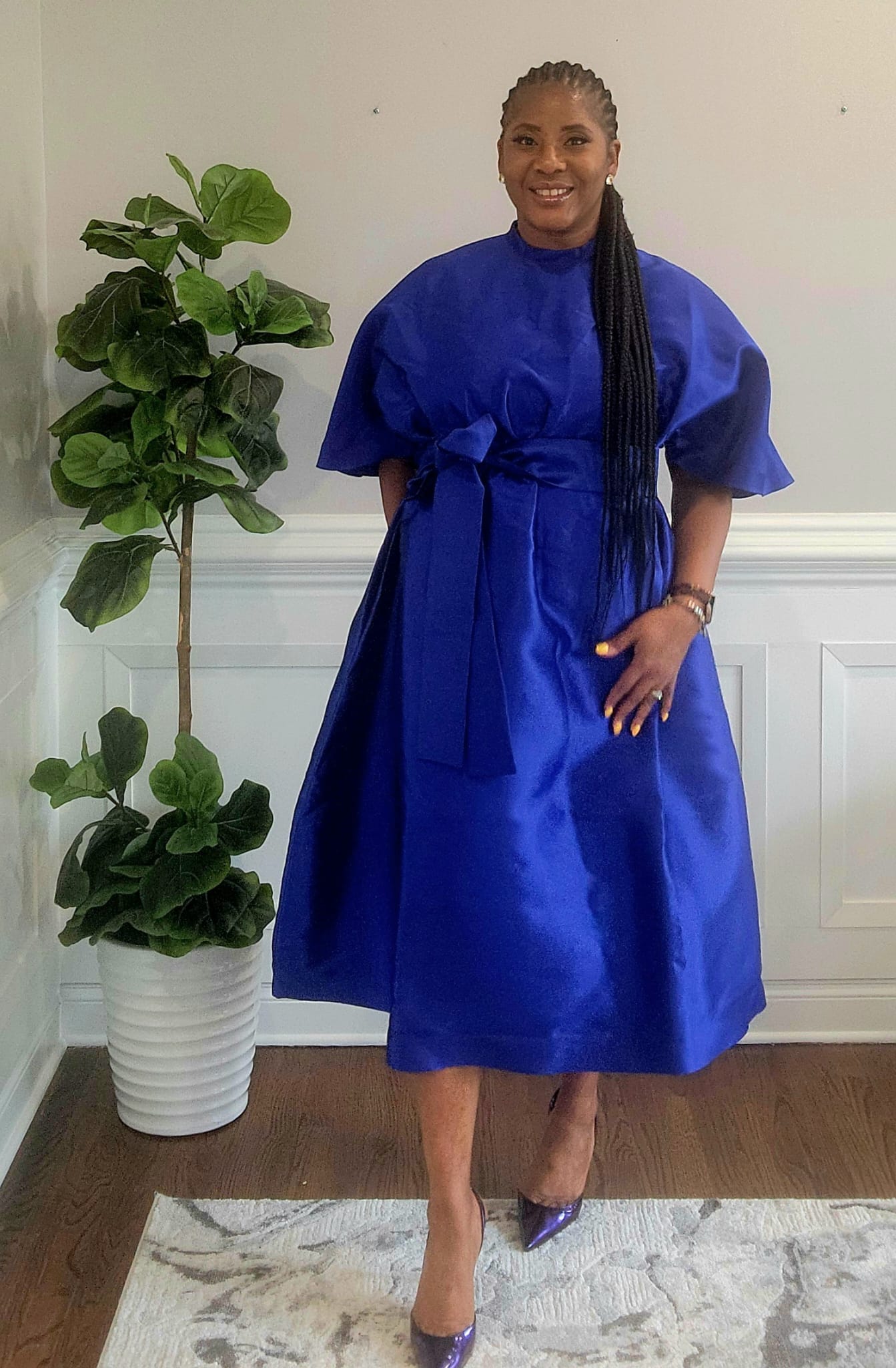 Gathered Silk Taffeta Dress