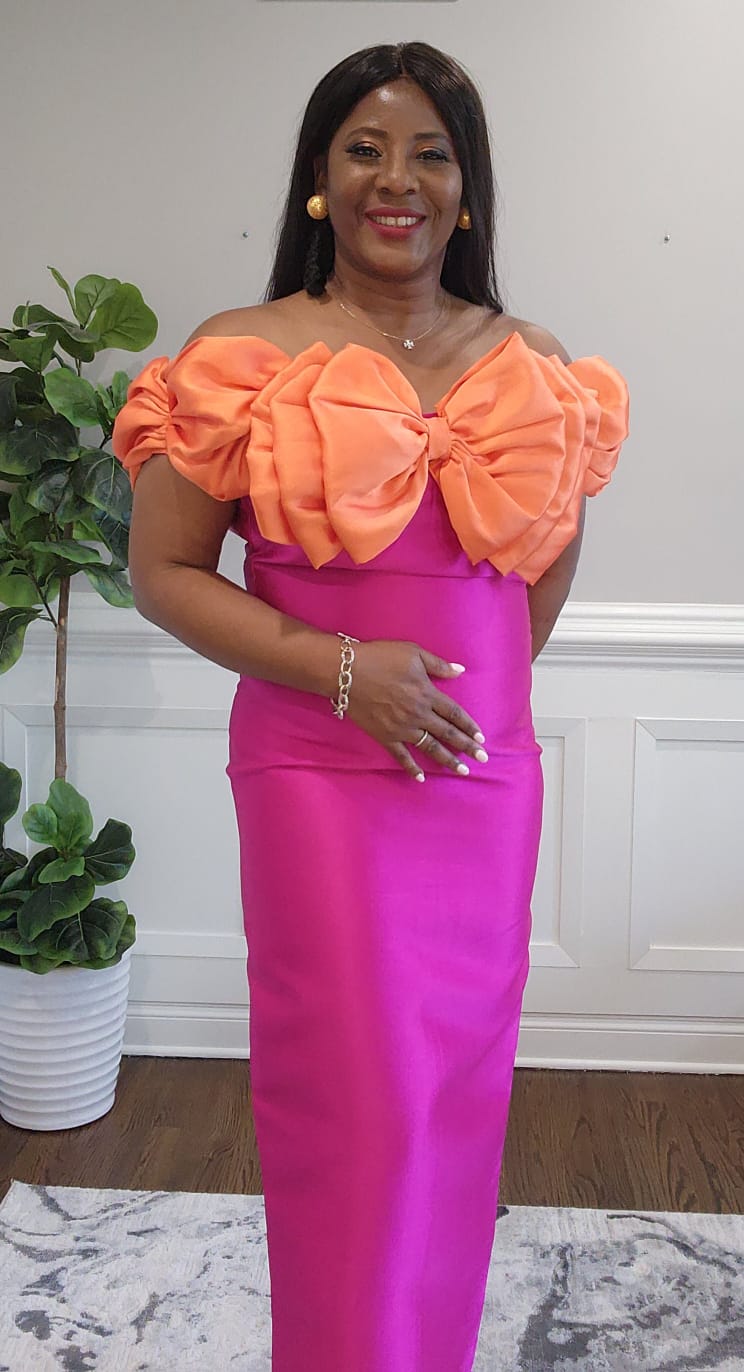 Fuchsia / Orange - Bow Dress