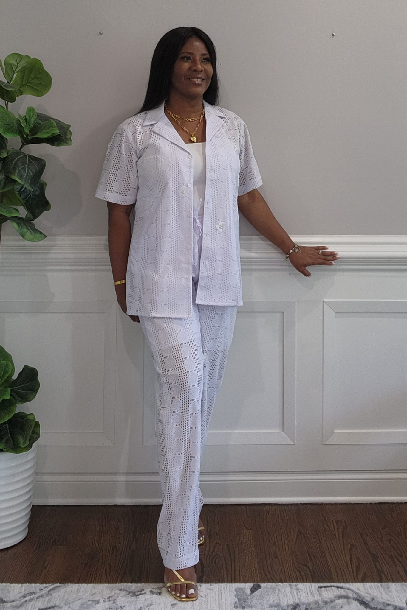 White Knit Pant Set