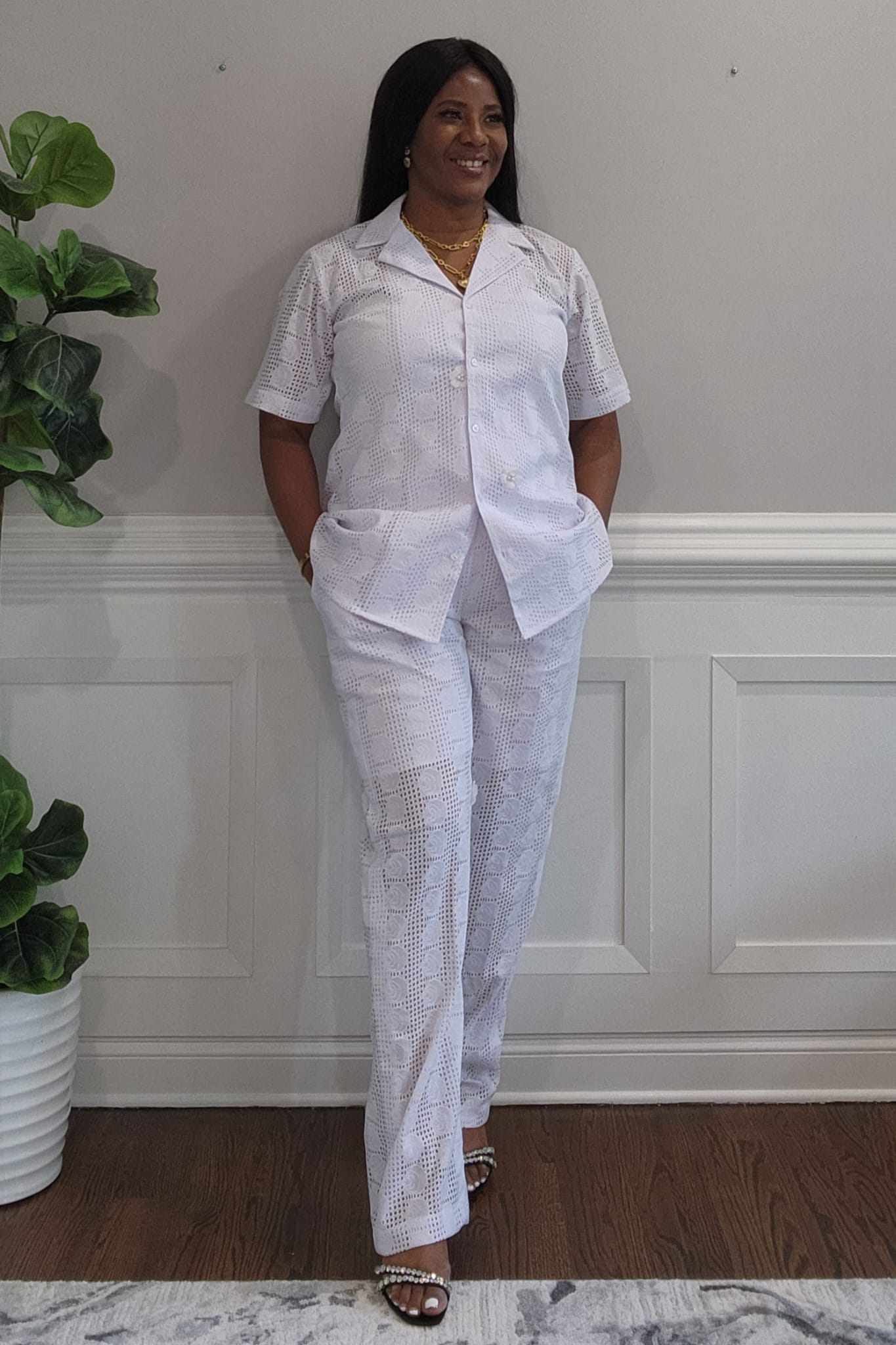 White Knit Pant Set
