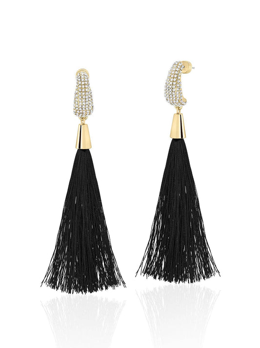 South Beach Black Tassel Earrings