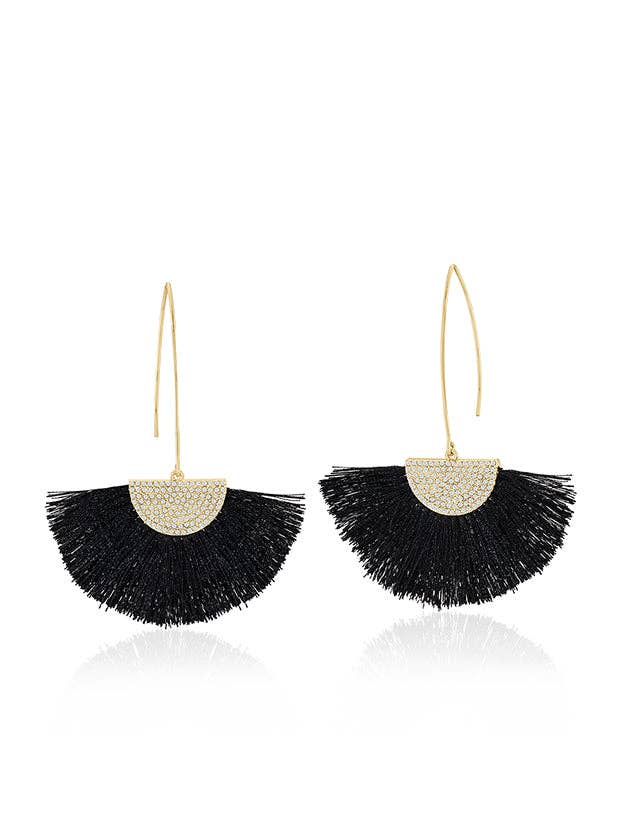 Coconut Grove Black Fringe Earrings