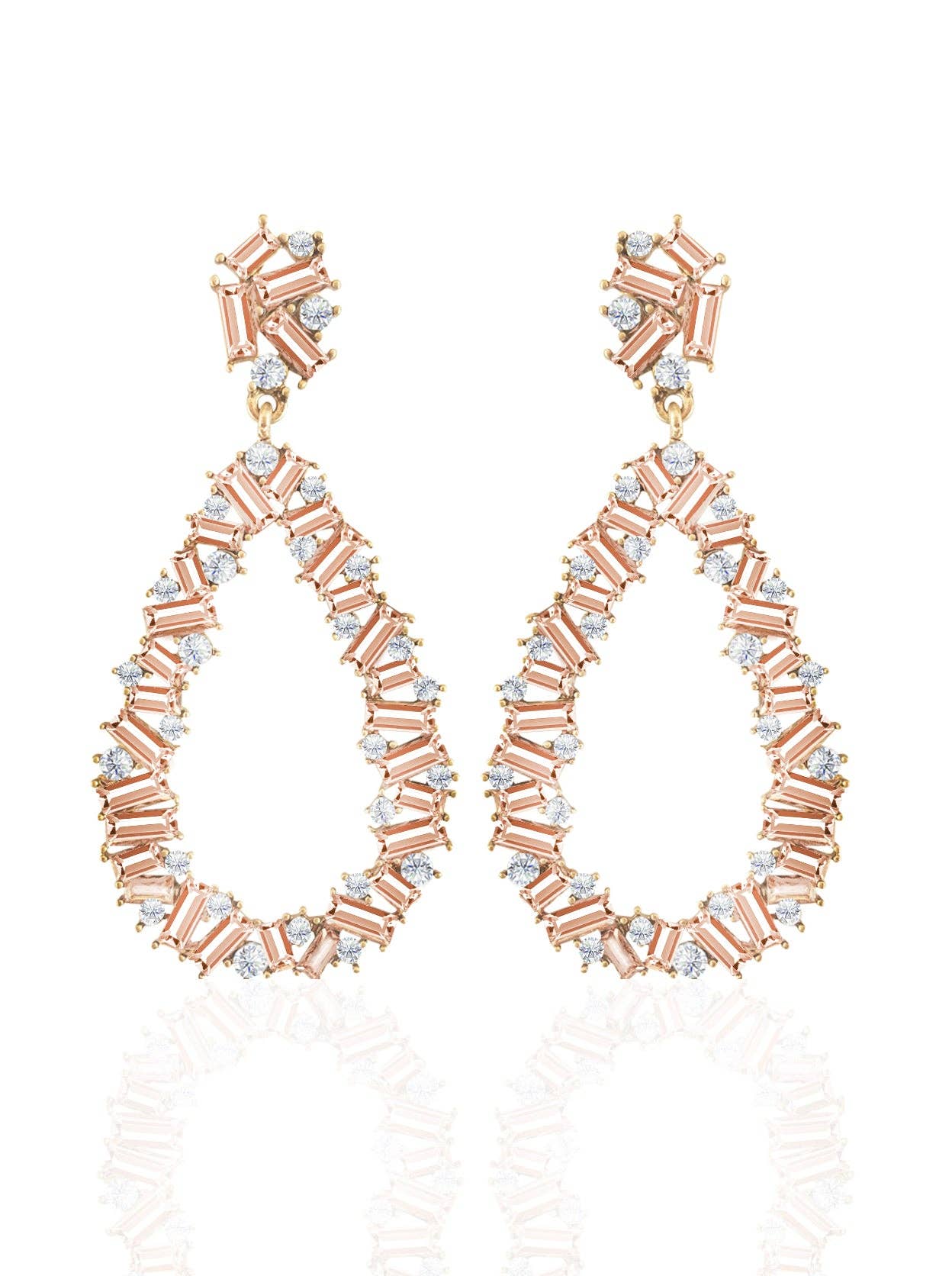 Baguette and Crystal Clustered Statement Chandelier Earrings