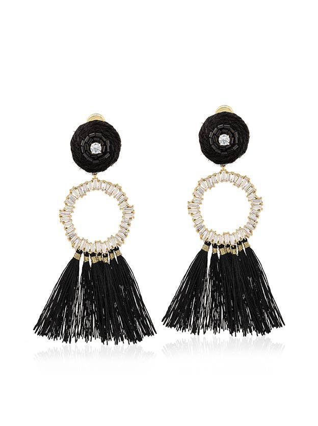 Barcelona Baby Black Fringe Statement Earrings