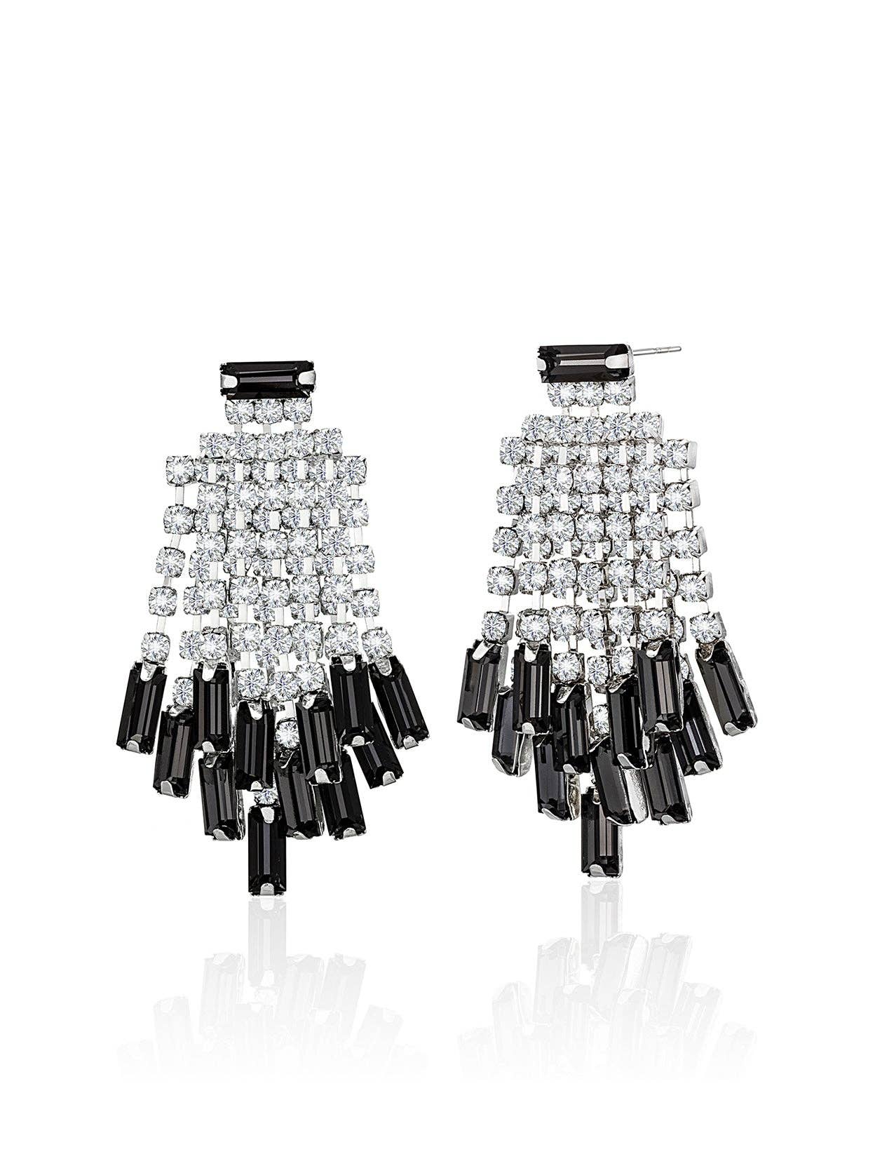 Two Tone Crystal Dangle Earrings