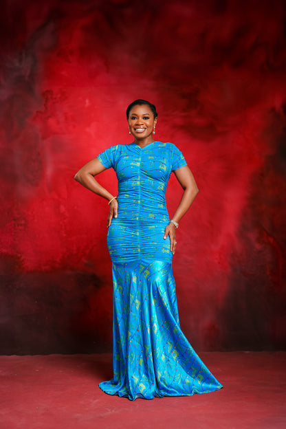 Blue Ruched Dress