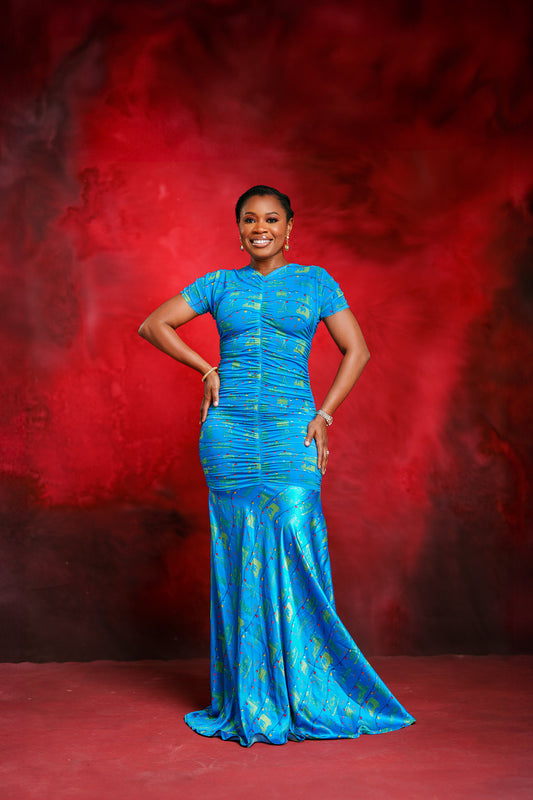 Blue Ruched Dress