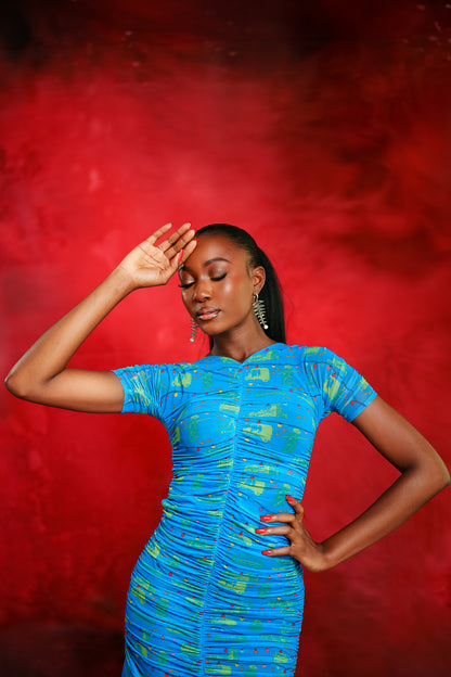 Blue Ruched Dress