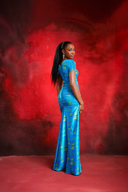 Blue Ruched Dress