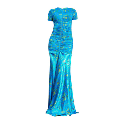 Blue Ruched Dress