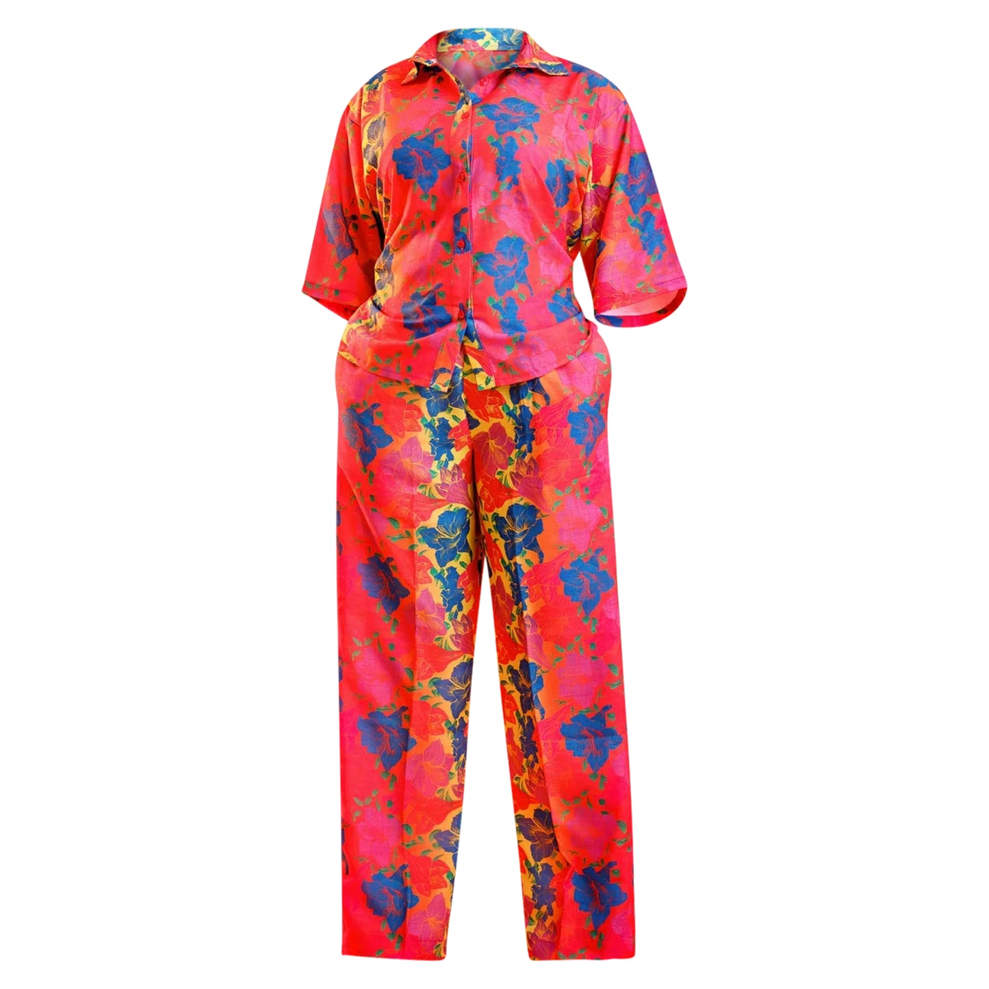 Flowers on A Sunset Linen Pant Set