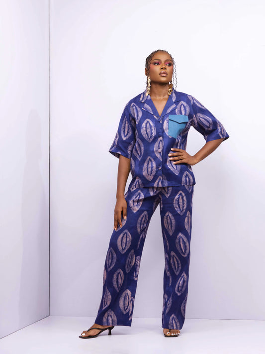 Ola Pant Set (Hand-Dyed) - Blue