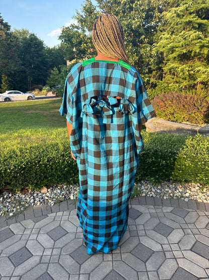 Lammie Check Kaftan - Blue/Black