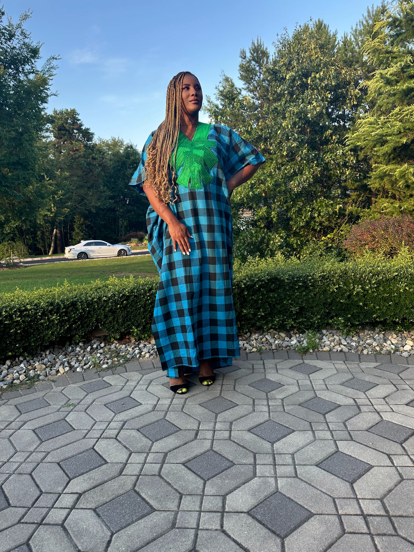 Lammie Check Kaftan - Blue/Black