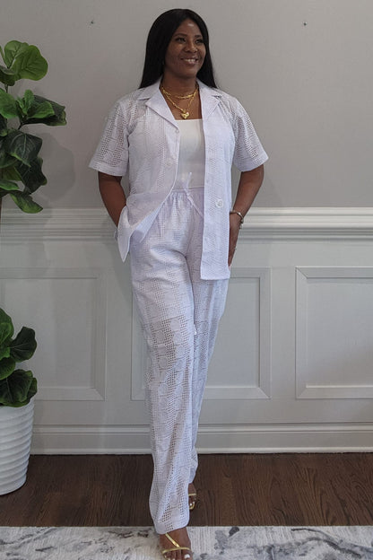 White Knit Pant Set