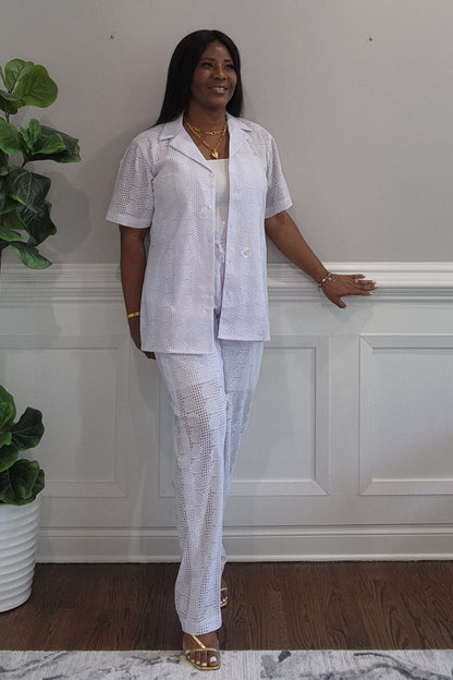White Knit Pant Set
