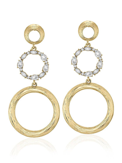 Sparkly Gold Open Circle Drop Earrings