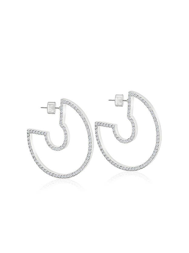 Pavé Three Quarter Hoop Earrings