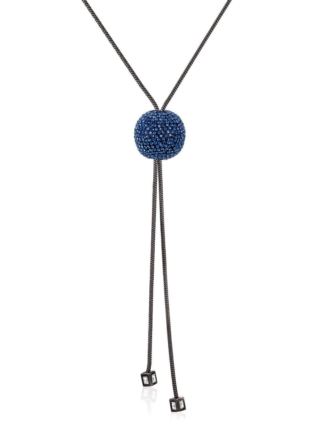 Blue Crystal Lariat Necklace