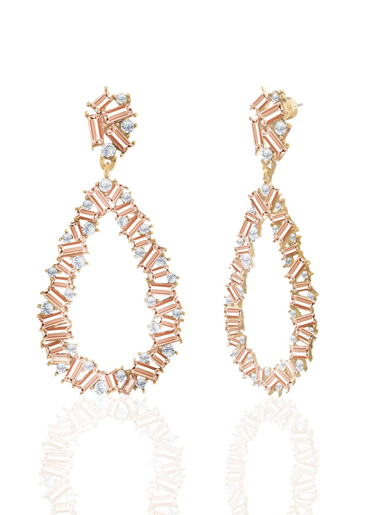 Baguette and Crystal Clustered Statement Chandelier Earrings