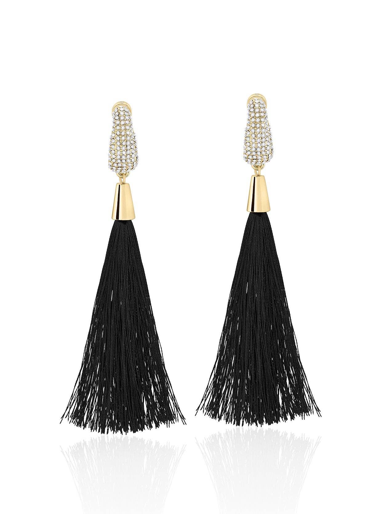 South Beach Black Tassel Earrings