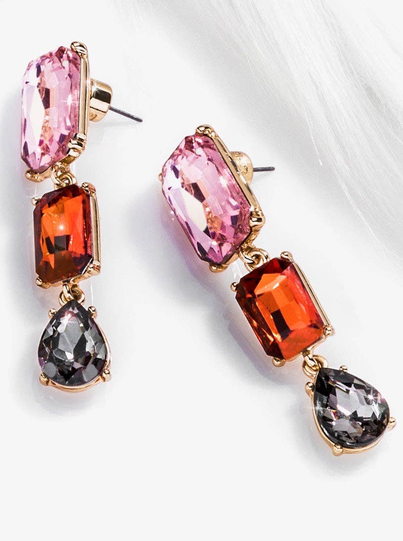 Multicolored Linear Crystal Drop Earrings