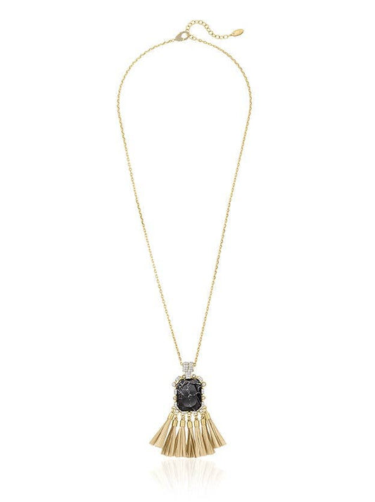 Howlite Crystal Baguette Tassel Necklace