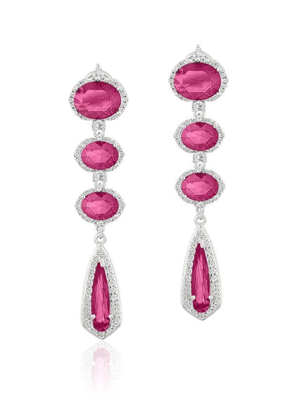 Forever More Micropavé Accented Red Drop Earrings